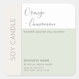 Einfache, elegante Farbblocktypografie, Sockelkerz Quadratischer Aufkleber