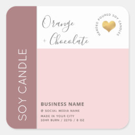 Einfache, elegante Farbblocktypografie, Sockelkerz Quadratischer Aufkleber