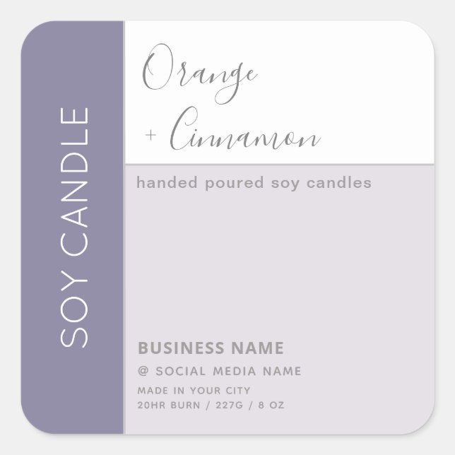 Einfache, elegante Farbblocktypografie, Sockelkerz Quadratischer Aufkleber (Vorderseite)