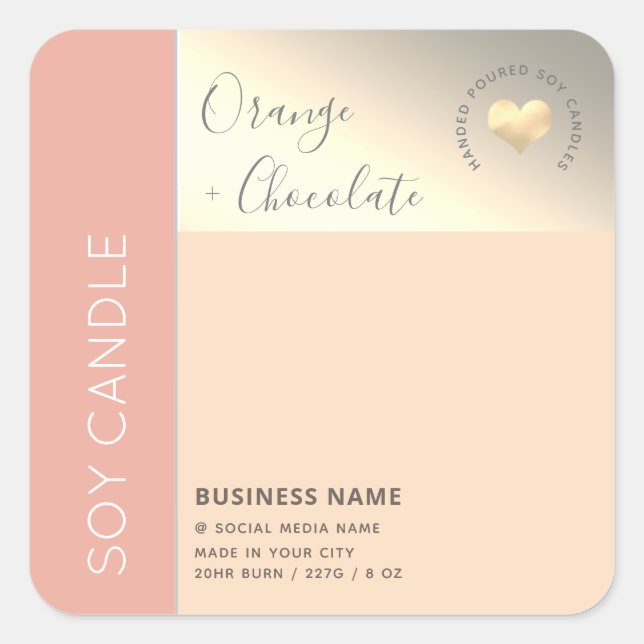 Einfache, elegante Farbblocktypografie, Sockelkerz Quadratischer Aufkleber (Vorderseite)