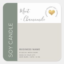 Einfache, elegante Farbblocktypografie, Sockelkerz Quadratischer Aufkleber