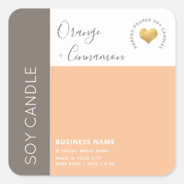 Einfache, elegante Farbblocktypografie, Sockelkerz Quadratischer Aufkleber