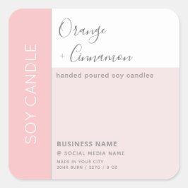 Einfache, elegante Farbblocktypografie, Sojakkerze Quadratischer Aufkleber