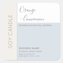 Einfache, elegante Farbblocktypografie, Sojakkerze Quadratischer Aufkleber