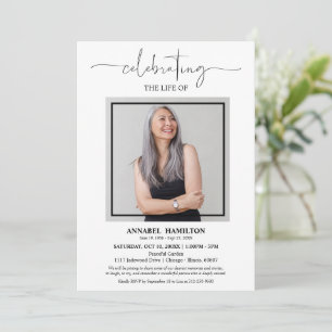 Einfache Elegante Feier zum Foto der Beerdigung de Einladung