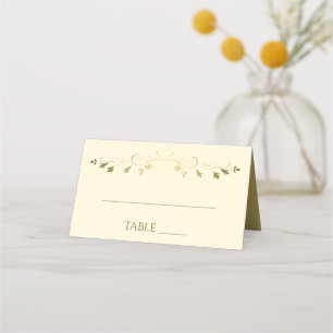 Einfache Elegante Filigree Gold & Cream Wedding Platzkarte