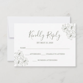 Einfache elegante Flora-Conrners-Hochzeit Salbei RSVP Karte
