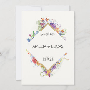Einfache elegante florale Blätter Hochzeit Termin Einladung