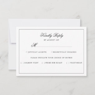 Einfache elegante, formale Wahl zwischen Schwarz u RSVP Karte
