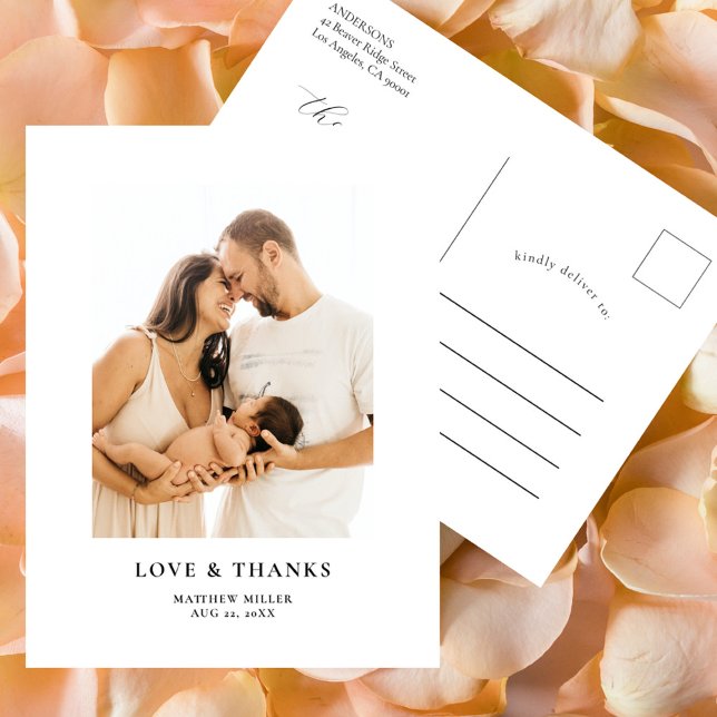 Einfache Elegante Foto Baby Dusche Vielen Dank Postkarte (Von Creator hochgeladen)