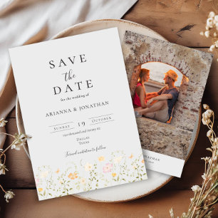 Einfache, elegante Foto-Blume Hochzeit Save The Date