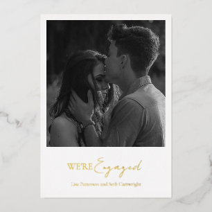 Einfache Elegante Foto Engagement Party Gold Folieneinladung