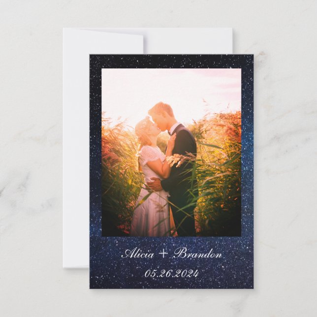 Einfache Elegante Foto Galaxy Celestial Text Hochz Save The Date (Vorderseite)