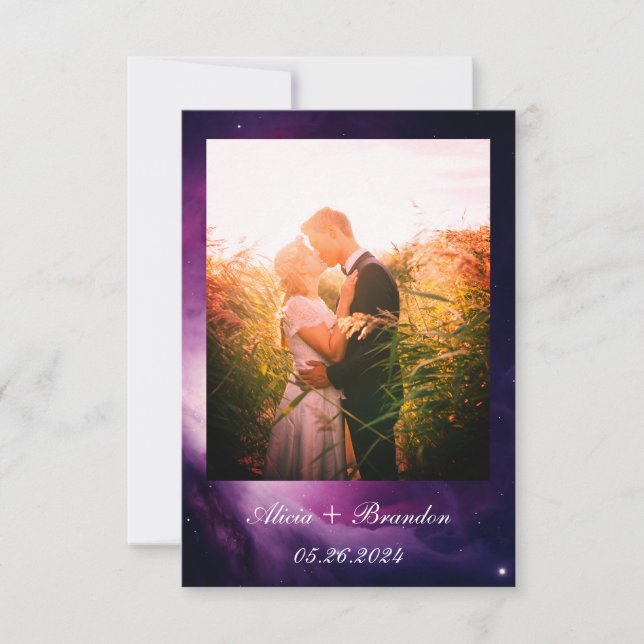 Einfache Elegante Foto Galaxy Celestial Text Hochz Save The Date (Vorderseite)