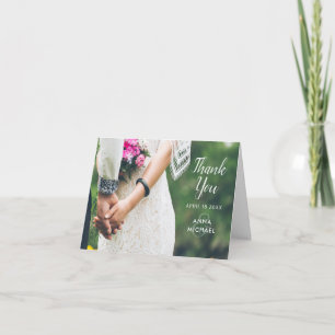 Einfache Elegante Foto Hochzeit Dankeschön Karte