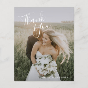 Einfache elegante Foto Hochzeit Dankeschön Karte