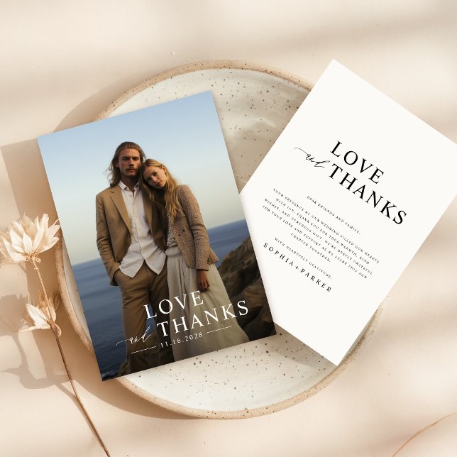Einfache Elegante Foto Hochzeit Dankeskarte (Von Creator hochgeladen)
