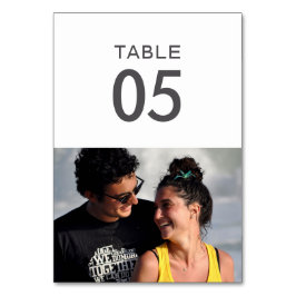 Einfache elegante Foto Hochzeit-Tischnummer-Karten Tischnummer