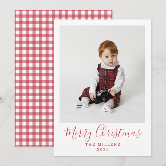 Einfache Elegante Foto-Karte für Weihnachten & Fei (Vorne/Hinten)