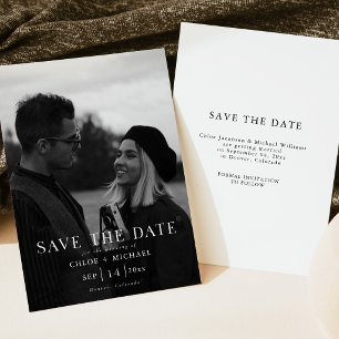 Einfache elegante Foto-Save-the-Date-Karte Einladung