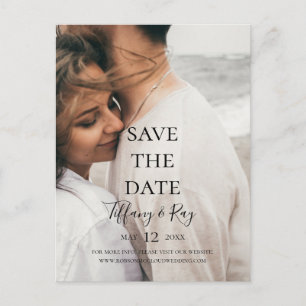 Einfache elegante Foto-Save-the-Date-Postkarte Einladungspostkarte