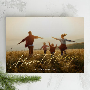 Einfache Elegante Foto Typografie Gold Happiest Folien Feiertagskarte