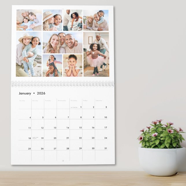 Einfache elegante Fotocollage Kalender (Simple Elegant Photo Collage Calendar)