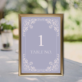 Einfache elegante französische Grenze Lilac Vintag Tischnummer