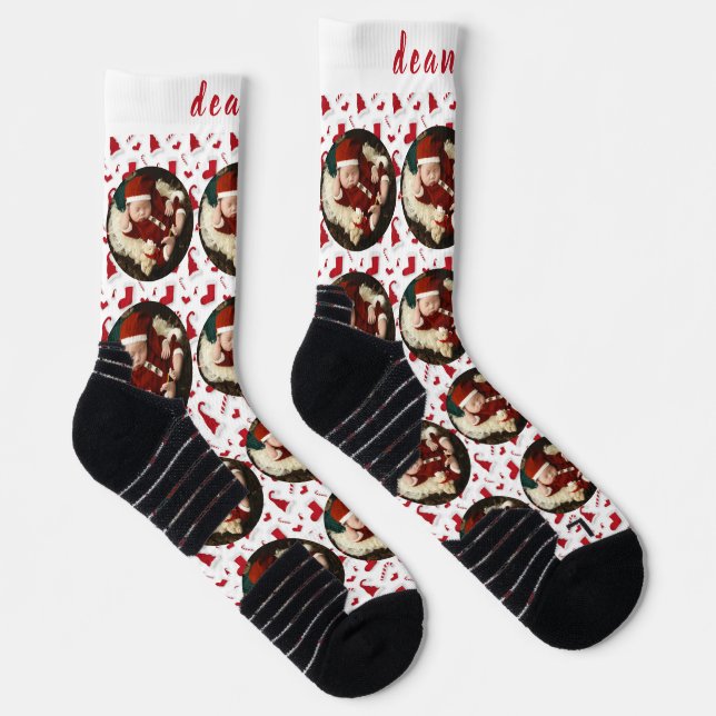 Einfache Elegante Funny Christmas Foto Socken (Rechts)