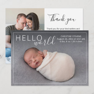 Einfache elegante Geburtsanzeige mit 2 Fotos Feiertagskarte