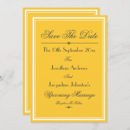 Einfache, elegante, gelbe Save the Date Hochzeit Ankündigung