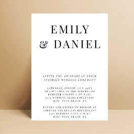 Einfache, elegante, gemütliche Hochzeit Einladung