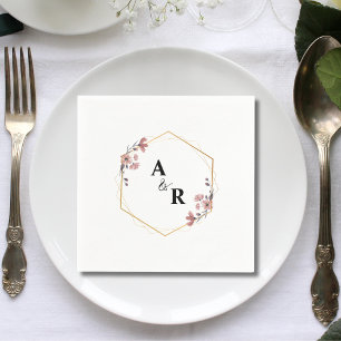 Einfache, elegante, geometrische Hochzeit der weiß Serviette