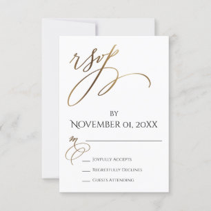 Einfache, elegante, glatte Goldtypografie RSVP Karte