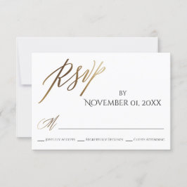Einfache, elegante, glatte Goldtypografie RSVP Karte