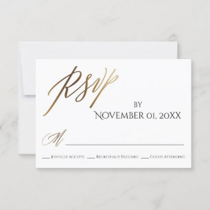 Einfache, elegante, glatte Goldtypografie RSVP Karte