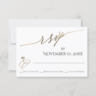 Einfache, elegante, glatte Goldtypografie RSVP Karte