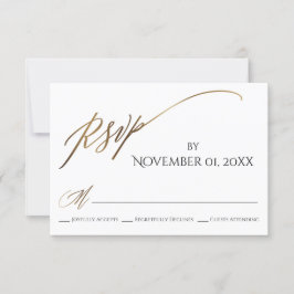 Einfache, elegante, glatte Goldtypografie RSVP Karte