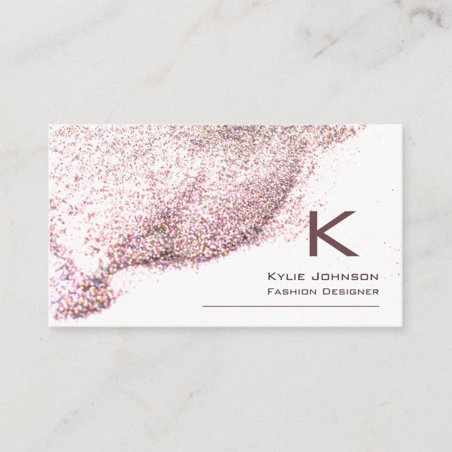 Einfache Elegante Glitzer Monogram Personalisiert Visitenkarte (Vorderseite)