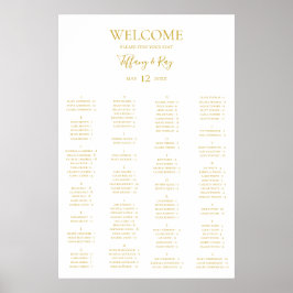 Einfache elegante Gold Alphabetische Sitzkarte Poster
