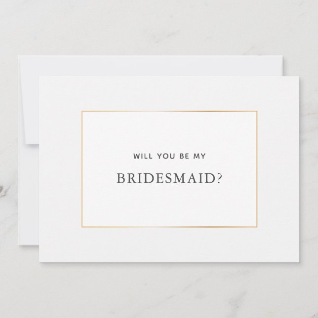 Einfache elegante Gold Bridesmaid Vorschlagskarte Save The Date (Rückseite)