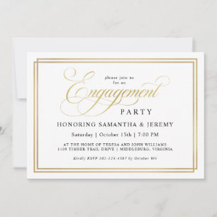 Einfache elegante Gold Calligrafy Engagement Party Einladung