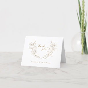 Einfache Elegante Gold Cherry Blossom Wreath Dankeskarte