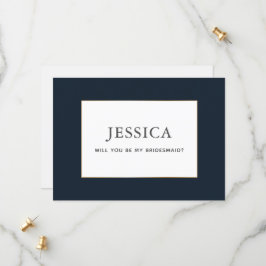 Einfache elegante Gold Dark Navy Blue Bridesmaid C Save The Date