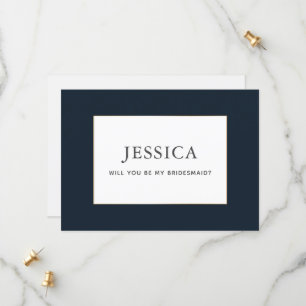 Einfache elegante Gold Dark Navy Blue Bridesmaid C Save The Date