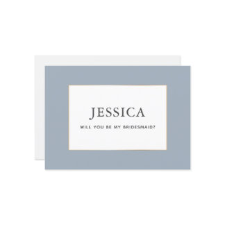 Einfache elegante Gold Dusty Blue Bridesmaid Card Save The Date