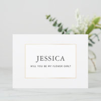 Einfache Elegante Gold Flower Girl Vorschlag Card