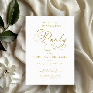 Einfache elegante Gold Foil Script-Engagement-Part Einladung