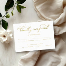 Einfache elegante Gold Foil Script-Hochzeit RSVP-K