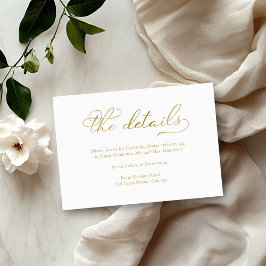 Einfache Elegante Gold Foil Wedding Details Card RSVP Karte